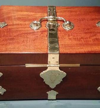 Outstanding Victorian Brass Bound Strong Box