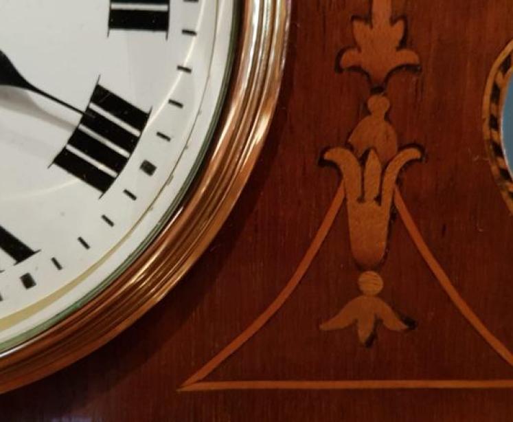 Fine Quality Edwardian Inlaid Mahogany Napoleon Hat Mantel Clock - Image 3