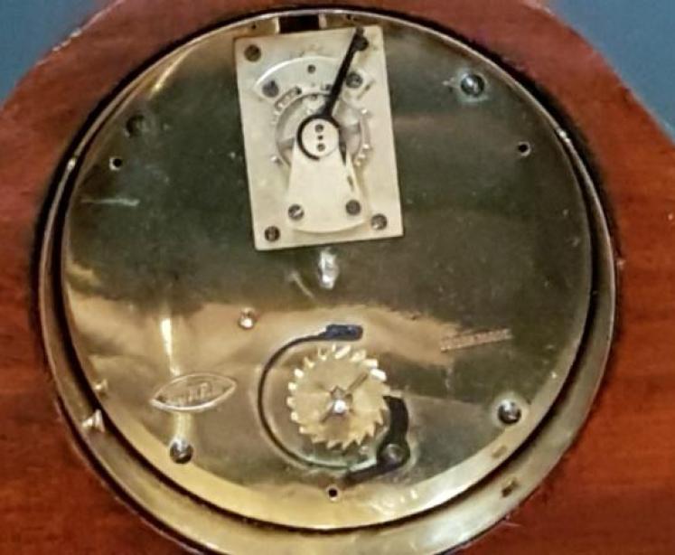 Fine Quality Edwardian Inlaid Mahogany Napoleon Hat Mantel Clock - Image 4