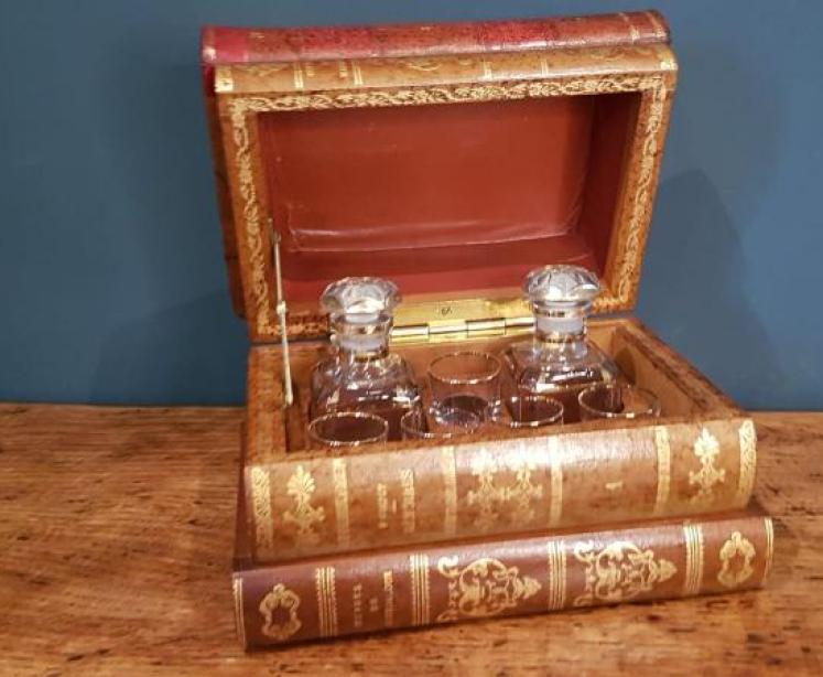 Antique Leather Books Liqueur Tantalus - Image 1