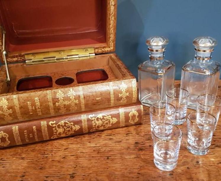 Antique Leather Books Liqueur Tantalus - Image 5