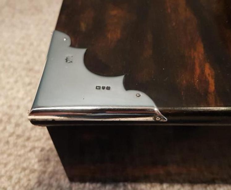 Victorian Solid Silver Coromandel Mounted Cigar Box - Image 6