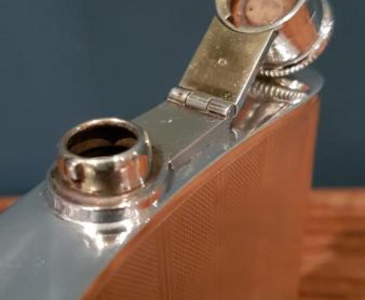 Antique Solid Silver Engine Turned Hip Flask - Image 5