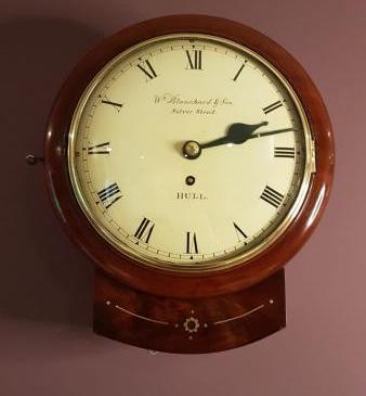 Early Victorian Mahogany 8" Single Fusse Drop Dial Wall Clock