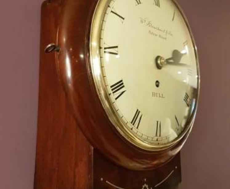 Early Victorian Mahogany 8" Single Fusse Drop Dial Wall Clock - Image 3