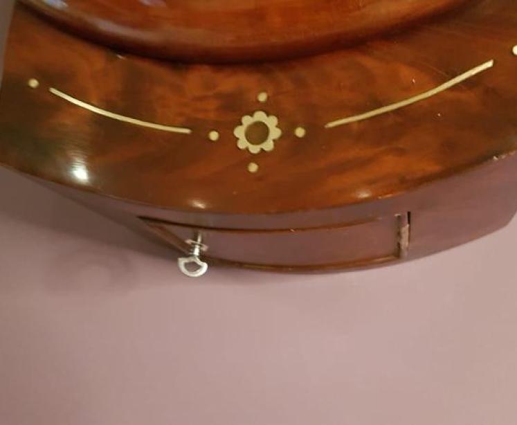 Early Victorian Mahogany 8" Single Fusse Drop Dial Wall Clock - Image 5