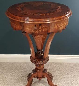 Superb Antique Inlaid Burr Walnut Work Table