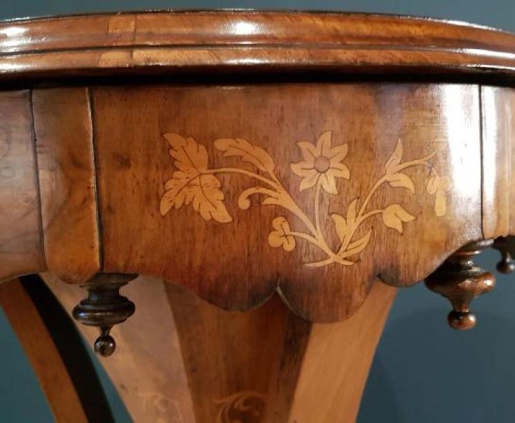 Superb Antique Inlaid Burr Walnut Work Table - Image 4