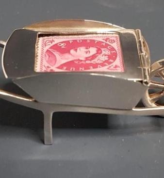 Antique Silver Wheelbarrow Stamp Box