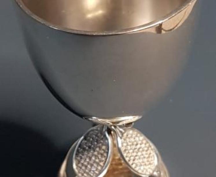 Antique Silver Tennis Racket Design Cup - Image 1