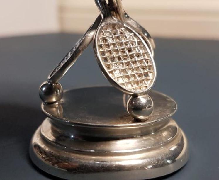 Antique Silver Tennis Racket Design Cup - Image 7