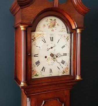 Small George III Oak Painted Dial 8 Day Longcase Clock