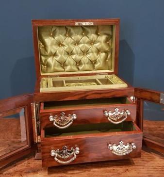 Antique Figured Walnut Dome Top Jewellery Box