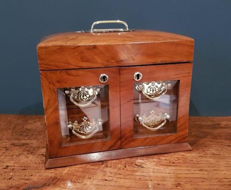 Antique Figured Walnut Dome Top Jewellery Box - Image 2