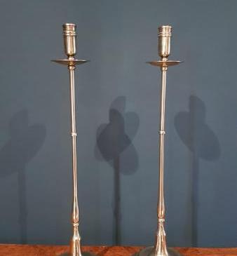 Pair of Elegant Tall Victorian Brass Candlesticks