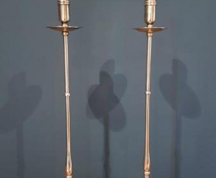 Pair of Elegant Tall Victorian Brass Candlesticks - Image 1