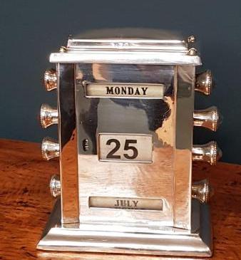Rare Antique Solid Silver Perpetual Desk Calendar