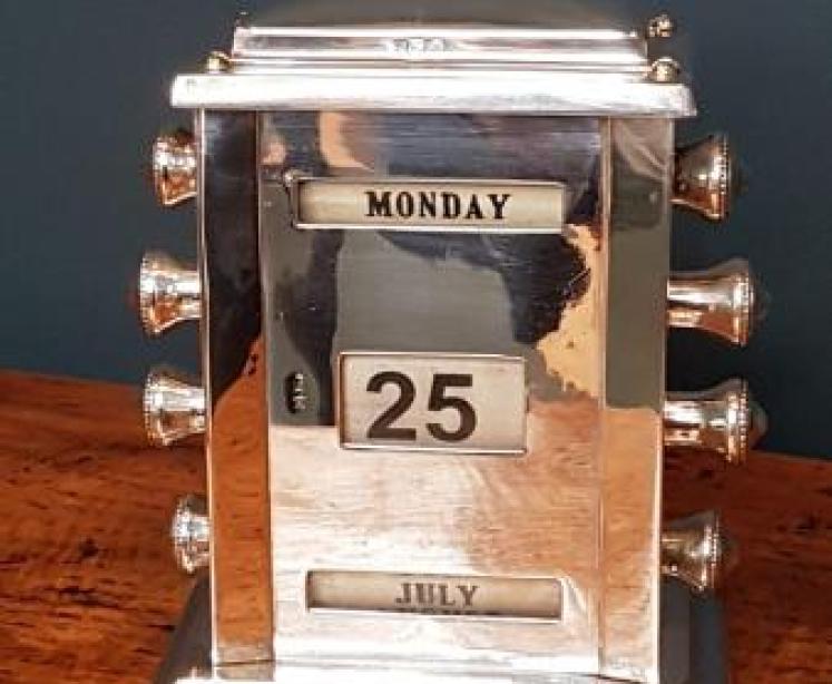 Rare Antique Solid Silver Perpetual Desk Calendar - Image 1