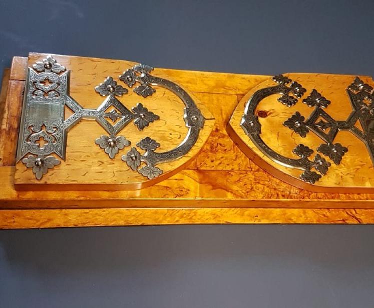 Victorian Book Slide Satin Ash and Brass Bound - Image 1