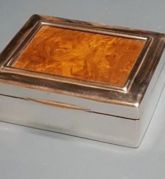 Antique Silver and Burr Walnut Box