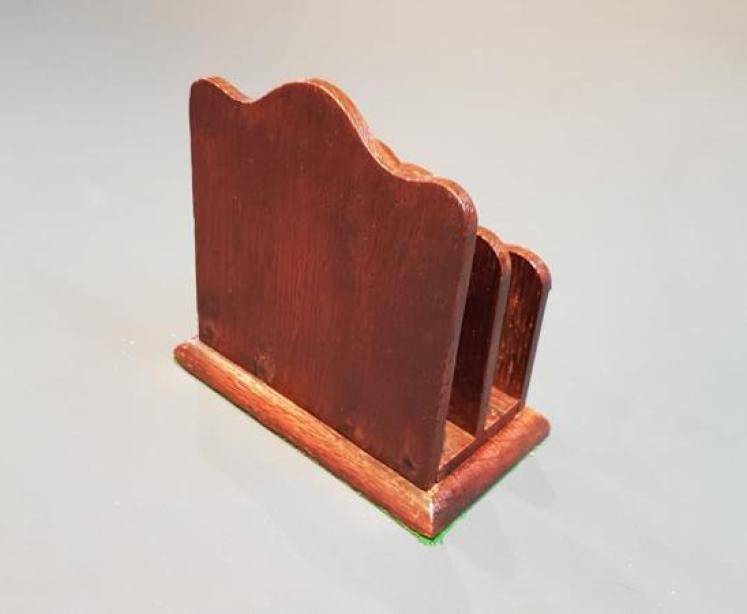 Antique Oak & Silver Mounted Letter Rack - Image 3