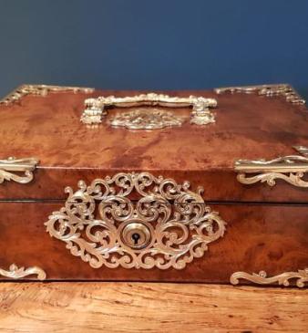 Superb Victorian Walnut and Ormolu Trimmed Jewellery Box