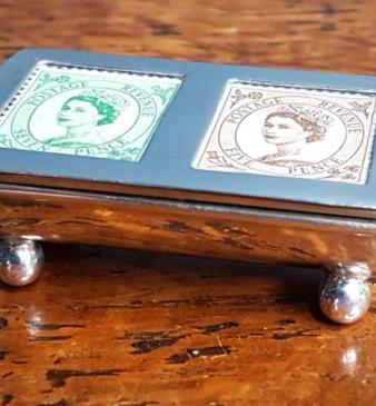 Antique Silver Trough Shaped Stamp Box