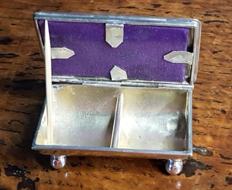 Antique Silver Trough Shaped Stamp Box - Image 4