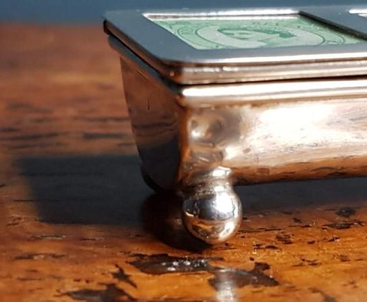 Antique Silver Trough Shaped Stamp Box - Image 6