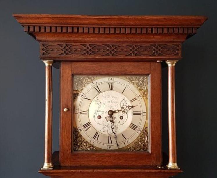 George III Oak Brass and Silvered Dial 8 Day Longcase Clock - Image 2