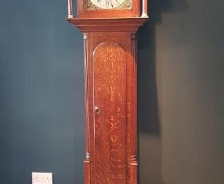 George III Oak Brass and Silvered Dial 8 Day Longcase Clock - Image 4