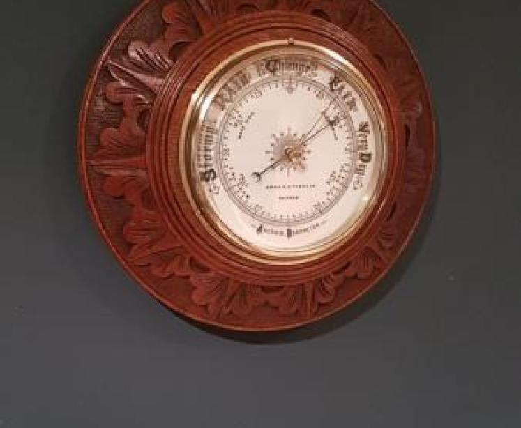 Superb Victorian Carved Oak Dundee Barometer  - Image 2