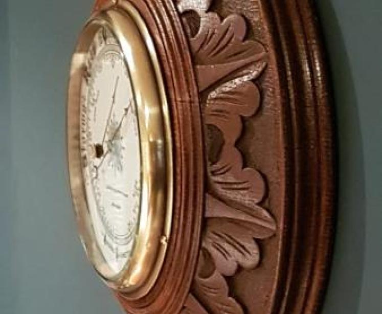 Superb Victorian Carved Oak Dundee Barometer  - Image 3