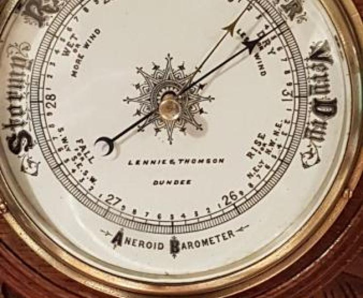 Superb Victorian Carved Oak Dundee Barometer  - Image 4