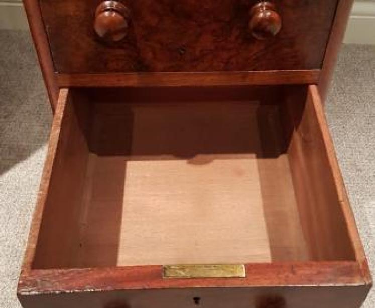 Matching Pair of Antique Burr Walnut Bedside Chests - Image 4