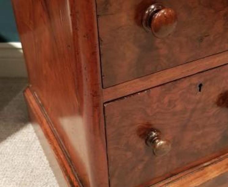 Matching Pair of Antique Burr Walnut Bedside Chests - Image 5