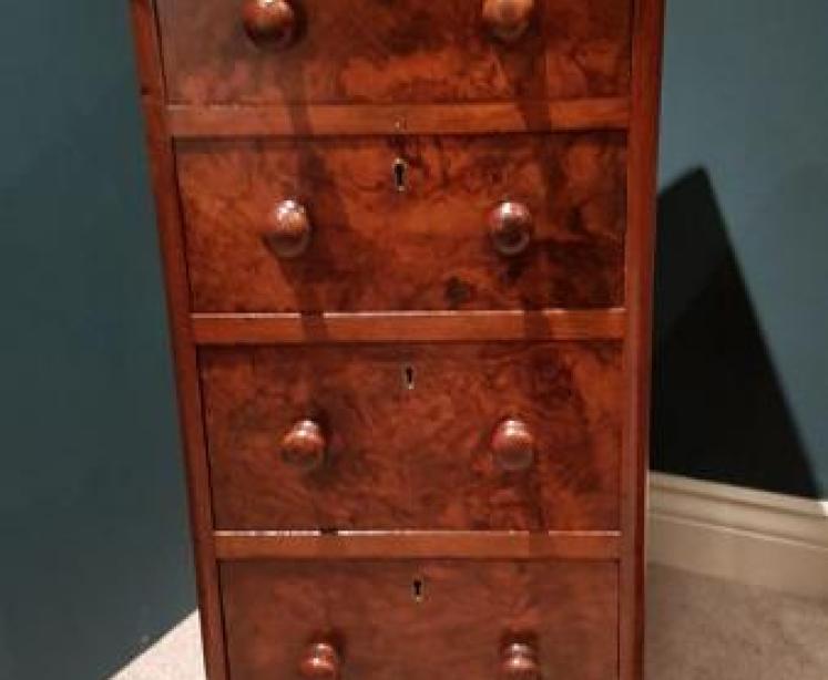 Matching Pair of Antique Burr Walnut Bedside Chests - Image 7