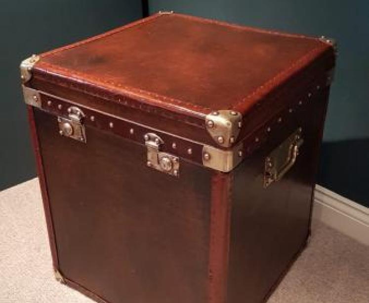 Superb Antique Leather and Brass Trimmed Trunk - Image 1