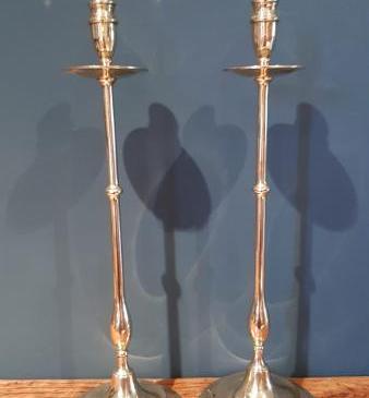 Pair of Slim Elegant Victorian Brass Candlesticks 