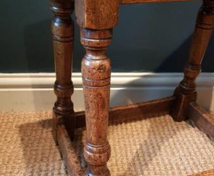 Matching Pair of Antique Oak Joint Stools - Image 5