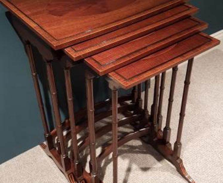 Antique Nest of Inlaid Mahogany Tables - Image 1