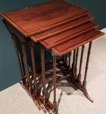 Antique Nest of Inlaid Mahogany Tables