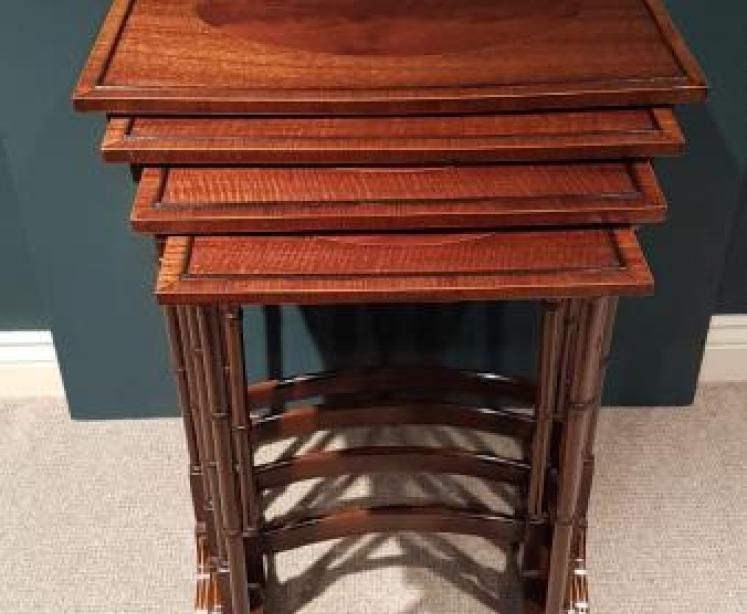 Antique Nest of Inlaid Mahogany Tables - Image 2