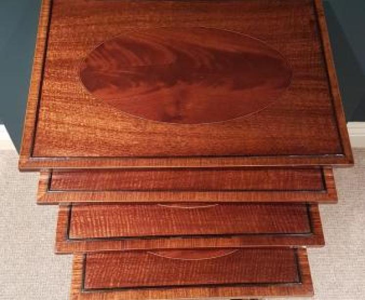 Antique Nest of Inlaid Mahogany Tables - Image 7