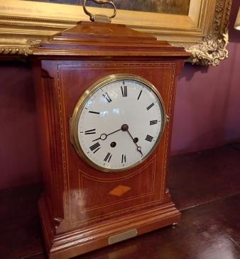 Antique Sheraton Inlaid Striking Bracket Clock