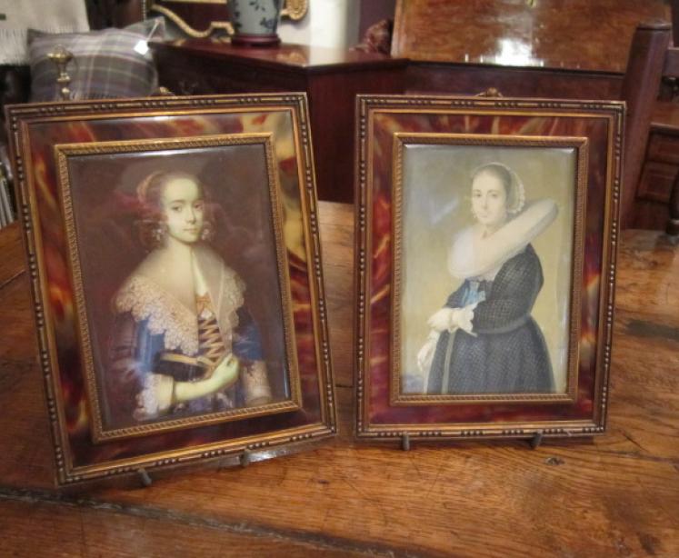 Superb Pair of 19th Century Miniature Portraits on Ivory - Image 1