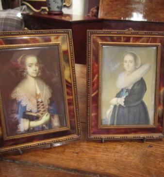 Superb Pair of 19th Century Miniature Portraits on Ivory