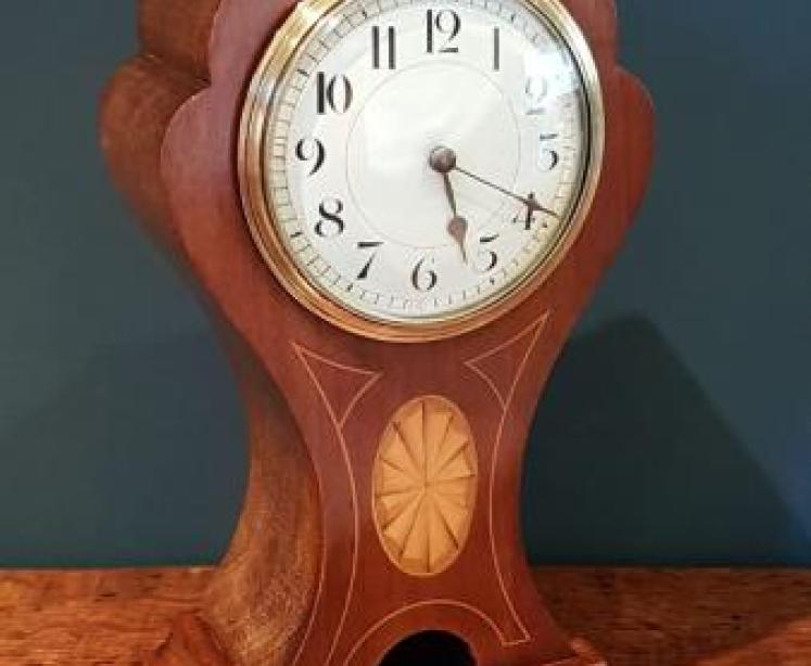 Superb Edwardian Inlaid Rare Shaped Mantel Clock - Image 1