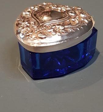 Silver and Bristol Blue Heart Shaped Box