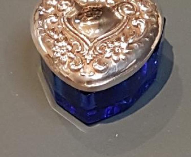 Silver and Bristol Blue Heart Shaped Box - Image 3
